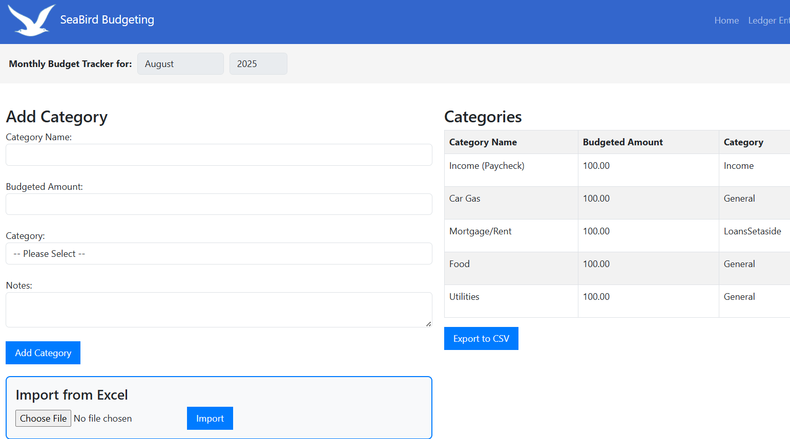 Category and vendor management interface for precise tracking